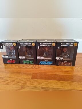 Lot of 4 Matchmaking Stereotypes Vinyl Figure Set - Mad, Toxic, Smurf, Camper